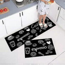 Set of 2 Non-Slip Kitchen Mats, Absorbs Water and Oil, Dustproof Kitchen Mats, Indoor Floor Mats, 40 x 60 + 40 x 120 cm