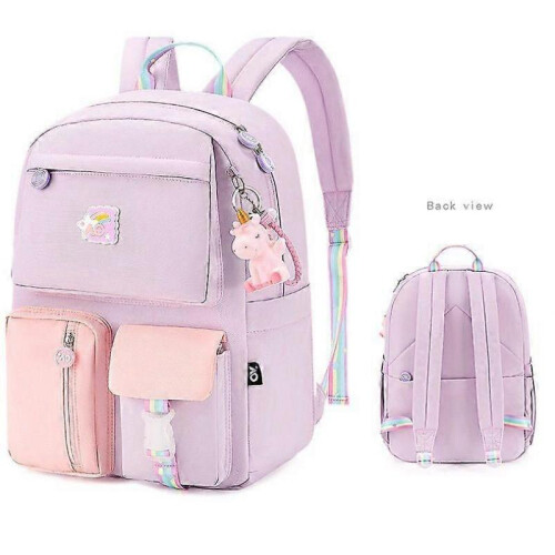(Purple) Student Backpack - School, Travel, or Work Bookbag with Large Compartment 1