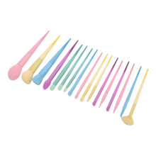 17pcs Candy Colors Makeup Brush Set, Soft Bionic Fiber & Aluminum Tube