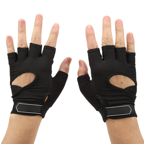 Women's Breathable Workout Gloves, Non-Slip, Black, Size L