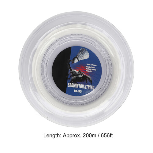 High Elasticity Resin Fiber Badminton String 200m 0.7mm White 1