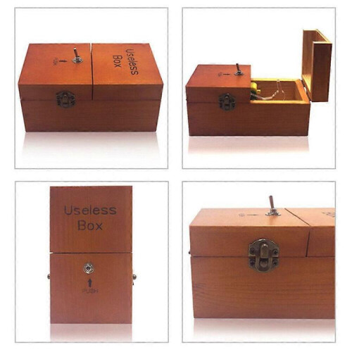 Wooden Useless Box Leave Me Alone Machine Box Don't Touch Funny Gift Toys 1
