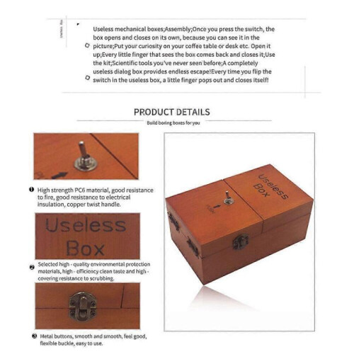 Wooden Useless Box Leave Me Alone Machine Box Don't Touch Funny Gift Toys 2