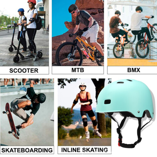 Light Green Skateboard Helmet, ABS EPS, Adjustable, 55-58cm 2