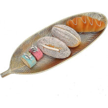 Vassoio decorativo a forma di foglia d'oro - Portaoggetti per toeletta, frutta, dessert e tovaglioli
