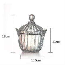 Barattoli e coperchi in vetro colorato vintage, contenitori trasparenti per la conservazione, decorazioni