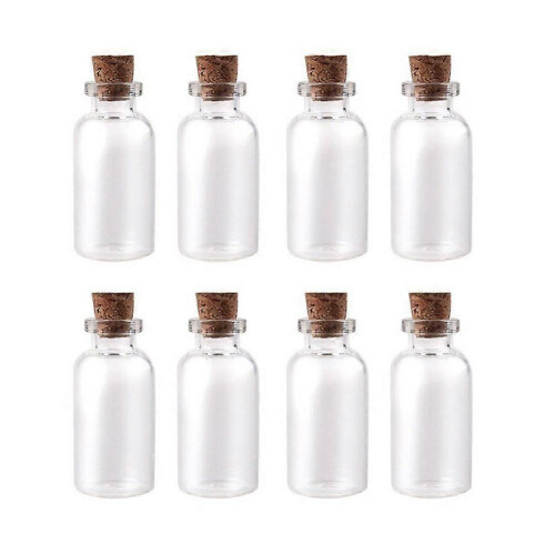 50pcs Mini Glass Bottles Jars with Cork Wish Note Craft Bottle (Clear)