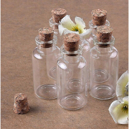 50pcs Mini Glass Bottles Jars with Cork Wish Note Craft Bottle (Clear) 1