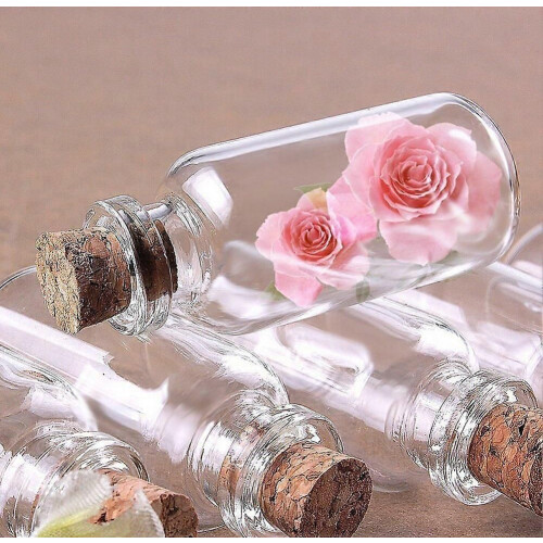 50pcs Mini Glass Bottles Jars with Cork Wish Note Craft Bottle (Clear) 2