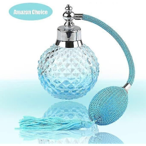 100ml Crystal Perfume Bottle Long Spray Tassel Atomizing Pump Refillable Glass Bottle (blue) 1