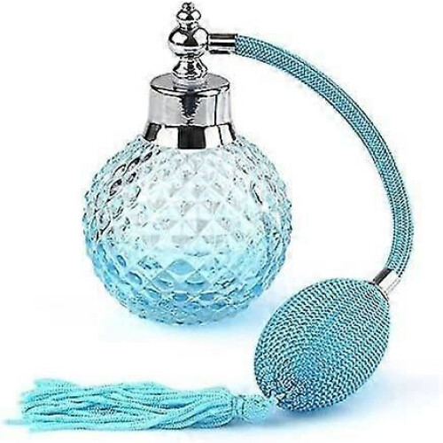 100ml Crystal Perfume Bottle Long Spray Tassel Atomizing Pump Refillable Glass Bottle (blue)