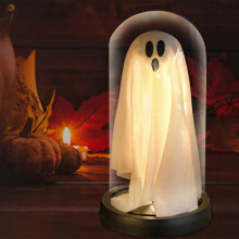 Fantasma illuminato di Halloween, decorazione di Halloween, fantasma in campana di vetro, decorazione