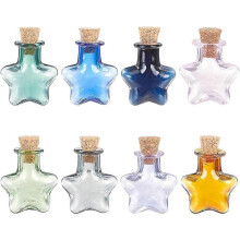 8 pezzi di minuscole bottigliette di vetro a forma di stella per i desideri, 8 colori, mini bottigliette