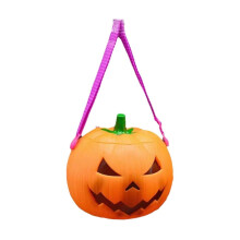 Grande secchio di zucca illuminato di Halloween, secchio di caramelle di plastica per dolcetto o scherzetto