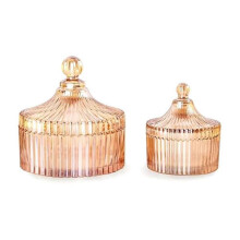 Barattoli decorativi in vetro con coperchio, ciotole portaoggetti in cristallo con coperchio, porta