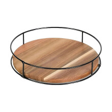 Vassoio in legno girevole a 360 gradi, bordo liscio, senza sbavature, design antiscivolo, tavolo da