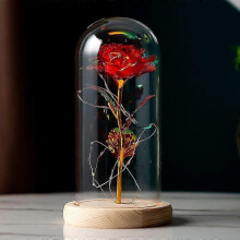 (Red)Beauty And The Beast Rose Forever Infinity Rose In Glass Dome Eternal Led Light