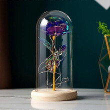 (Purple)Beauty And The Beast Rose Forever Infinity Rose In Glass Dome Eternal Led Light