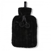 (Winter White)Ribbon Classic Faux Fur Hot Water Bottle Cover