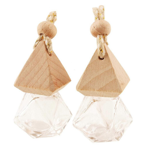 (B)10Pcs Car Hanging Glass Bottle Empty Perfume Aromatherapy Dispenser Refillable Essential Oils Diffuser 2