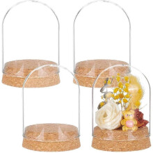 Set da 4 vasi in vetro con tappo di sughero, centrotavola da tavolo, campana di vetro, per fiori