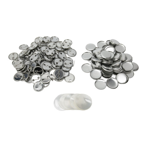Button Badge Parts Set 100pcs Round Rust-Resistant DIY 32mm Easy Printing Kit