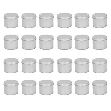 Confezione da 24 scatole di lattine rotonde in metallo, scatole di lattine per candele, barattoli di
