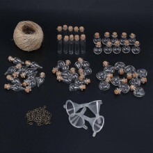 Squisito set da 50 piccoli barattoli di vetro con tappi di sughero, 5 forme, piccoli desideri alla deriva