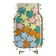 Barattolo di ricompensa in legno con 25 stelle colorate, supporto per bambini, studenti, comportamento