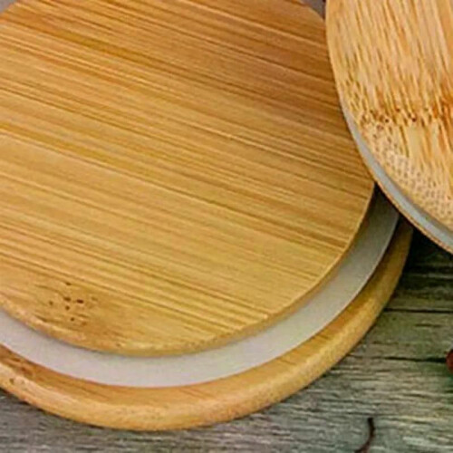 2 pcs. With Bamboo Lid And Spoon Clear Glass Container Jar For Kitchen Storag 2