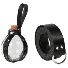 (Q07)Dark Magic Potion Bottle with Cork Stopper and Faux Leather Harness