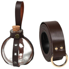 (Q08)Dark Magic Potion Bottle with Cork Stopper and Faux Leather Harness