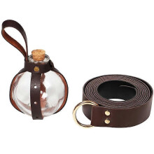 (Q06)Dark Magic Potion Bottle with Cork Stopper and Faux Leather Harness