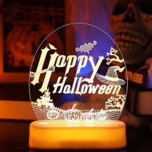 (Warm White-halloween)Halloween 3D Illusion Night Lights Desk Lamp,for Halloween Party Gifts Decorations