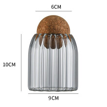 (1)Transparent Glass Storage Tank With Wooden Spherical Lid Kitchen Storage Counter Jar Set