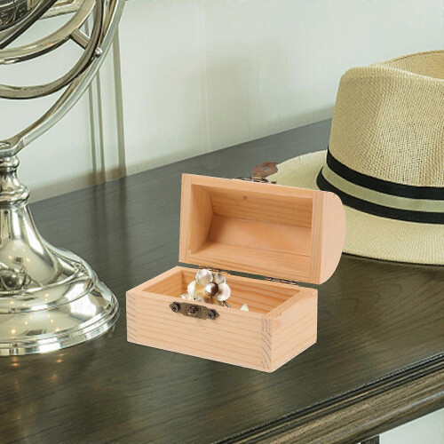2Pcs Solid Wooden Arc Design Storage Boxes Gift Boxes Treasure Boxes (Small) 1