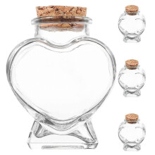 4Pcs Glass Wishing Bottles with Cork Clear Wishing Bottle Heart Shape Storage Bottle