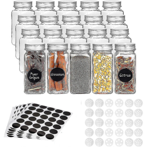 (6 PCS)Square Jar Kit Container With Lid Glass Jar