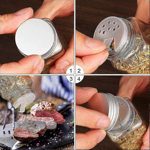 (6 PCS)Square Jar Kit Container With Lid Glass Jar 1