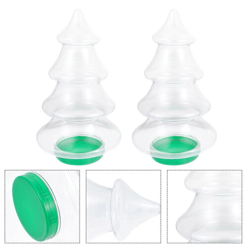 2pcs Lovely Candy Bottles Christmas Tree Shaped Storage Bottles Wrapping Bottles 2
