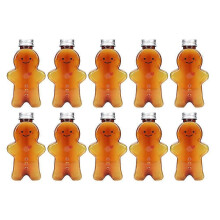 (Light Brown)10pcs Christmas Bottles Xmas Gingerbread Man Candy Jars Juice Bottles 500ml