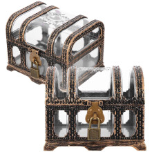 (As Shown)2Sets Treasure Chest Box Pirate Keepsake Kid Toy Storage Box Small Vintage Pirate Chest