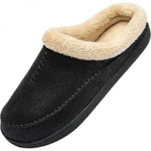 (A, Black) Wholesale of cotton slippers in winter, large size 49, plush insulation, anti slip cotton shoes, women's indoor casual shoes