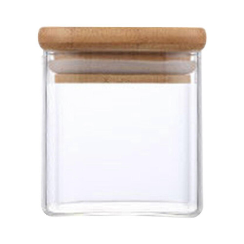 (100x100mm)Squared Transparent Glass Storage Jar With Lid Moisture-proof Tea Coffee Beans Container