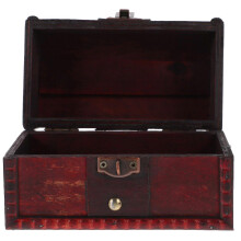 (Picture 2)Pirate Treasure Chest Wooden Storage Box Vintage Jewelry Storage Box Locked Wooden Box