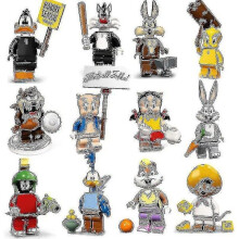 12 stuks Cartoon Bouwstenen Pop Bugs Bunny Daffy Duck Montage Minifiguur Kinderen Montage Speelgoed