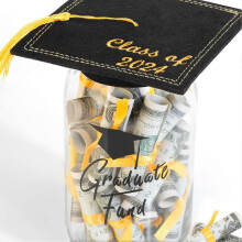 (1pc)Graduation Gifts 2024 - DIY Graduation Mason Jar - Filled with Money & Class of 2024 Cap Kit -