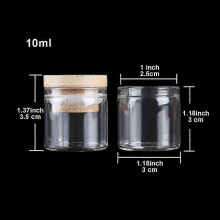 (10 ml) 5 piezas de diámetro 30 mm 10-50 ml Botellas de vidrio Frascos de vidrio con tapas de bambú
