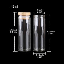 (45 ml) 5 piezas de diámetro 30 mm 10-50 ml Botellas de vidrio Frascos de vidrio con tapas de bambú