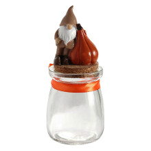 (F)Halloween Candy Jar Small Glass Jar With Lid Bat Pumpkin Sculpture Halloween Decoration Candy Jar